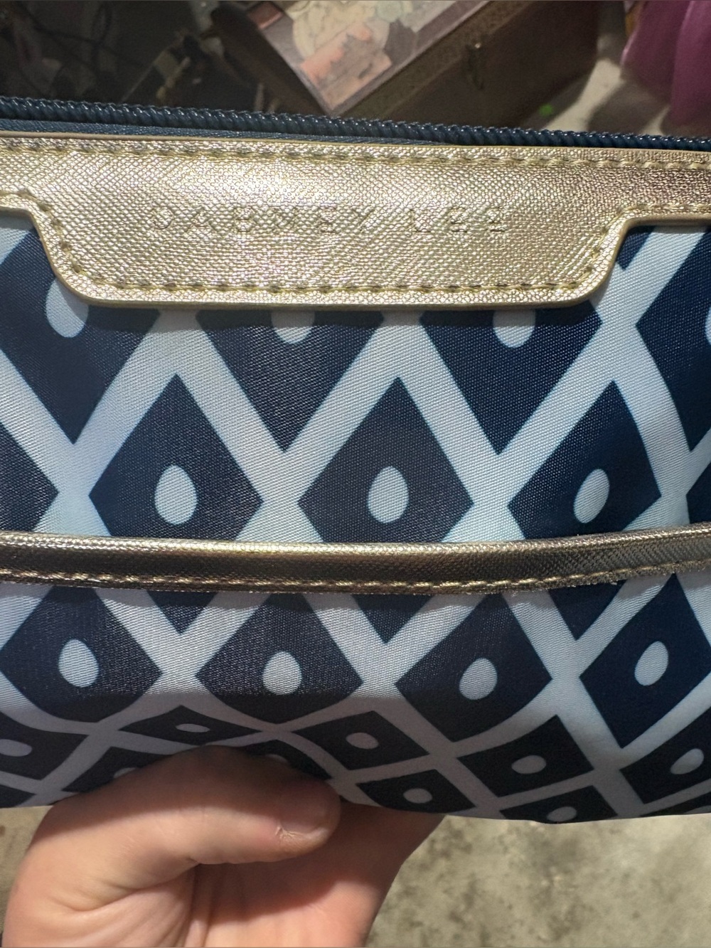 Navy & White foldable travel bag